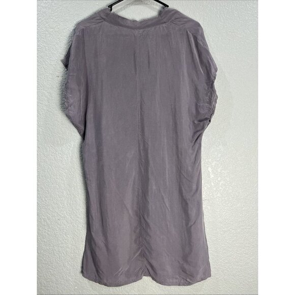Make It Good Shirt Dress Size S Gray Purple Tunic Cupro Vegan Silk V Neck Shift - Picture 3 of 6